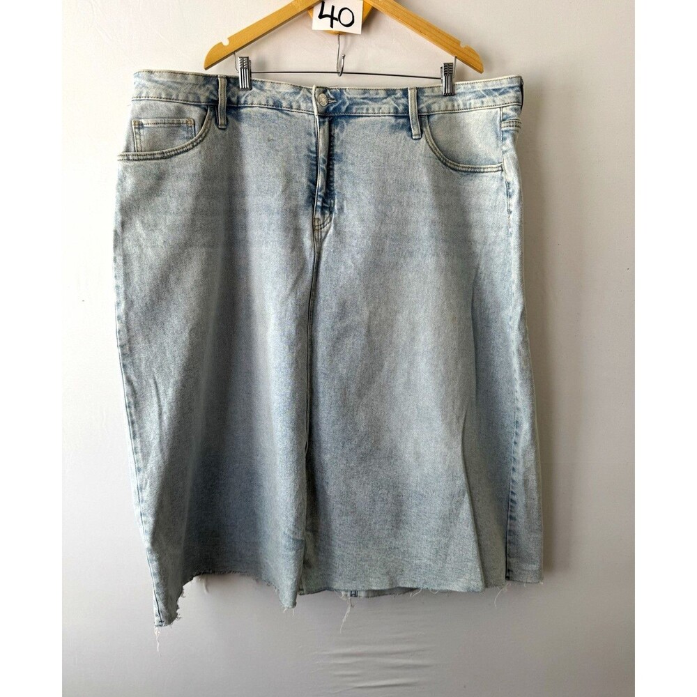 Ava & Viv Women’s Plus Size 24 Blue Denim A-Line Knee Skirt High Rise